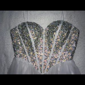 Snow white strapless prom dress